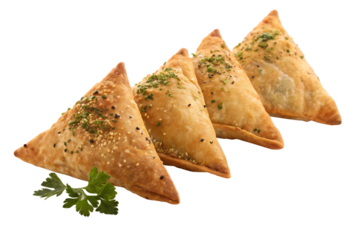 Savory Lamb Samosas isolated on  AI generated by PNG