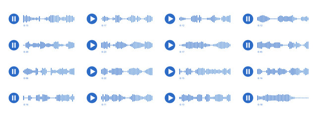 Voice memo interface elements. Vector elements for music player, podcasts, mobile voice message, streaming.