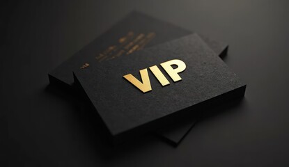 elegant black vip card with shiny golden text