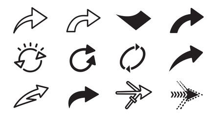 Obraz premium Collection of modern arrow icons in various styles for direction and navigation purposes