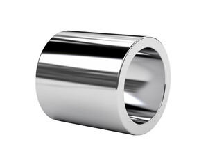 Polished chrome metal cylinder tube with reflective surface.