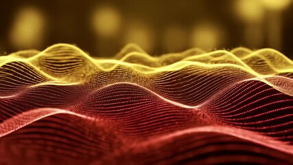 Abstract Golden and Red Digital Particle Waves Moving in a Seamless Loop for Backgrounds - Powered by Adobe