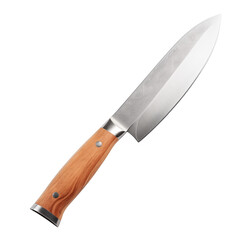 High-quality kitchen knife with Damascus steel blade and wooden handle, designed for professional chefs.
