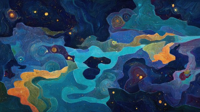 Abstract Space Mosaic Art With Vibrant Colors