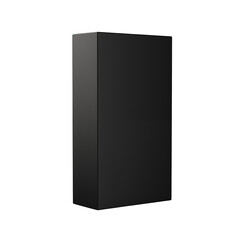 Minimalist black rectangular prism object isolated on transparent background