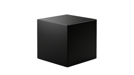 Minimalist black cube with sharp edges and subtle lighting, perfect for abstract design elements.