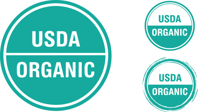 Usda Organic Certification Seals stamp organic food, usda organic, certification, seal, stamp, organic food, agriculture, government, label, food safety, healthy, natural, green, white, teal, circular