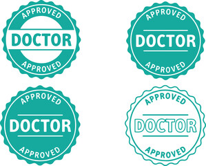 Obraz premium Teal doctor approval stamps seal certification, approval, doctor, stamp, seal, certification, medical, healthcare, verified, certified, endorsement, document, official, recognition, quality, trust, he