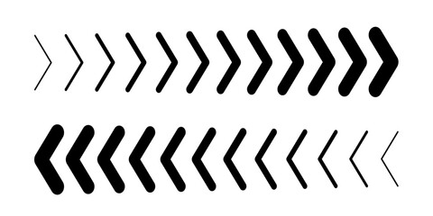 Arrow icon vector set. Direction sign, pointer symbol, double arrow icons