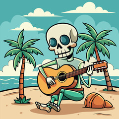 Skeleton Serenades on a Sunny Shore