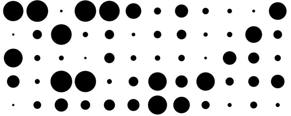 Circle shape abstract pattern. Black polka dot texture, geometric fragments grid