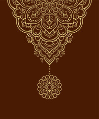 Circular pattern in form of mandala with flower for Henna, Mehndi, tattoo, decoration. Decorative ornament in ethnic oriental style. Outline doodle hand draw vector illustration.