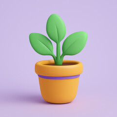 Obraz premium 3D Plant in Pot – Growth, Ecology, or Sustainability Concept
