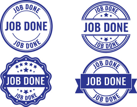 Blue job done stamps with stars completion success, blue, stamp, job done, completion, success, achievement, finished, work, task, project, award, recognition, seal, badge, graphic, design, illustrati