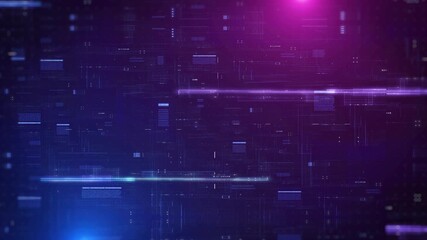 Futuristic user interface infographic with digital hologram information display. HUD system technology blue and purple color 4K background - Powered by Adobe