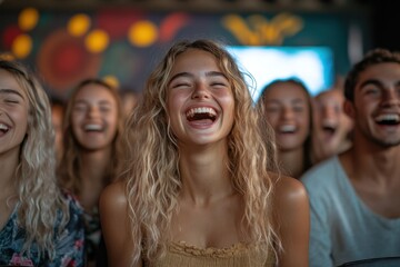 Happy Friends Entertaining Each Other at Indoor Party