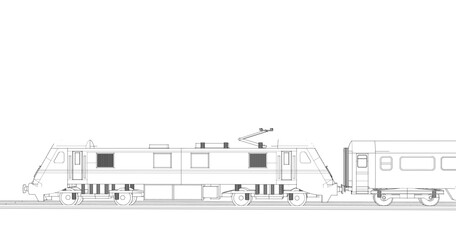 Naklejka premium modern train sketch 3d illustration