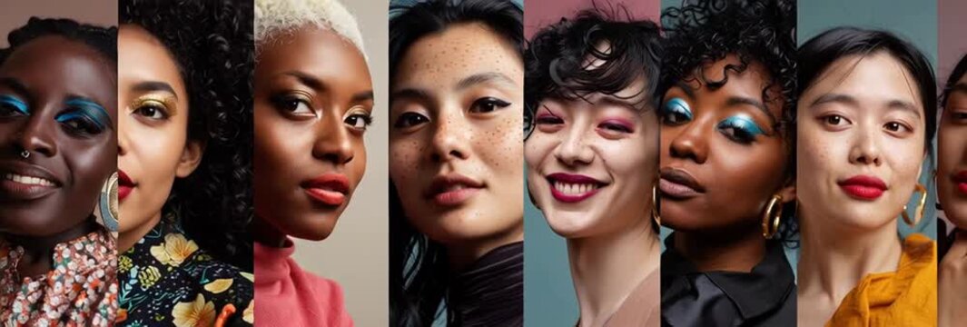Dynamic multi-screen video featuring diverse fashion models on the runway and posing. Ideal for campaigns, branding, lifestyle, editorial and commercial fashion content.	