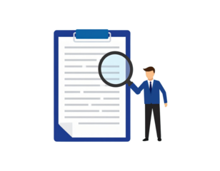 Professional 2D Document Vector Illustration with Magnifying Glass Icon