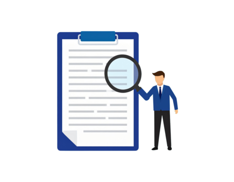 Professional 2D Document Vector Illustration with Magnifying Glass Icon