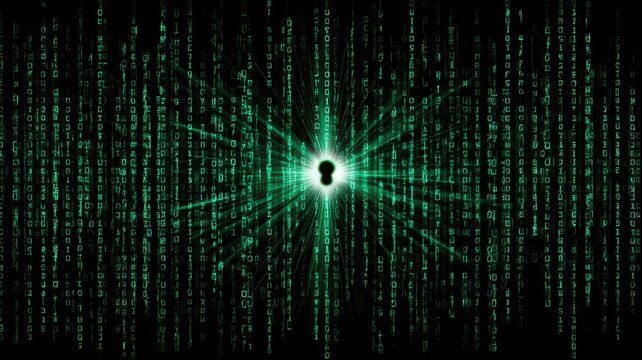 Digital Matrix Code with Cybersecurity Lock Concept