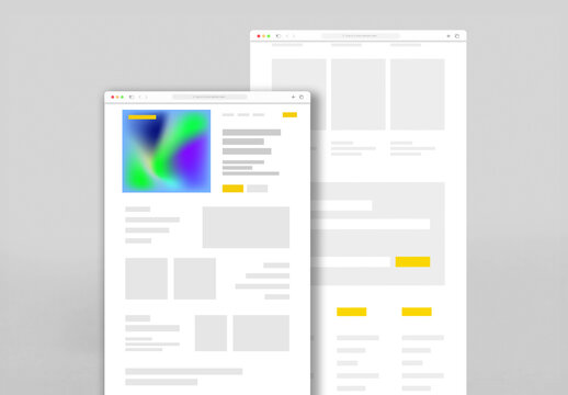 Abstract Web Page Wireframe with Yellow Highlights