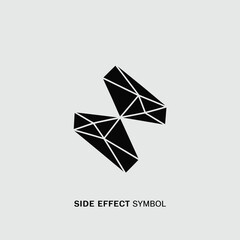 Naklejka premium Abstract geometric design representing side effects with interconnected triangular facets in black, creating a visually striking and modern symbol for medical or conceptual use.