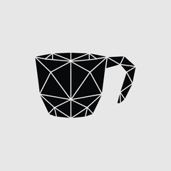 Modern Geometric Black Coffee Cup Design with Precise Lines and Angles, Presenting a Stylish and Contemporary Take on a Classic Beverage Container
