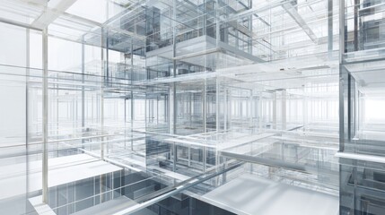 Abstract Futuristic Glass Architecture Interior