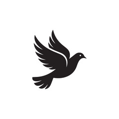 dove silhouette vector. Silhouette of a dove in flight