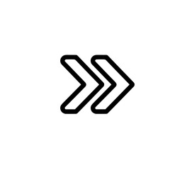 Simple black double arrow icon on white background  