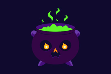 A glowing skull casting a long shadow vector illustration