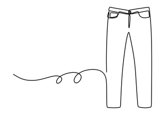 Continuous line art of a pair of men's trousers. Concept of a man's clothing. Vector illustration.