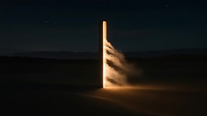 Illuminated portal in desert at night - Powered by Adobe