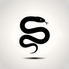 Naklejka premium Silhouette illustration of a snake in black color with white background