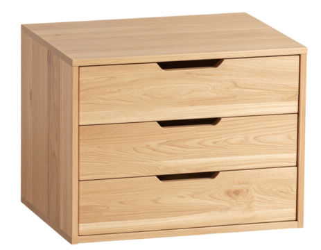 Minimalist Modern Storage Chest in Light Oak Finish, isolated on transparent background PNG