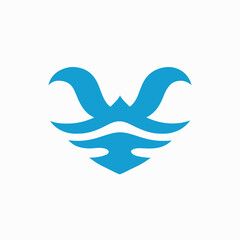 Obraz premium Abstract Wave Reflection Logo in Blue Gradient