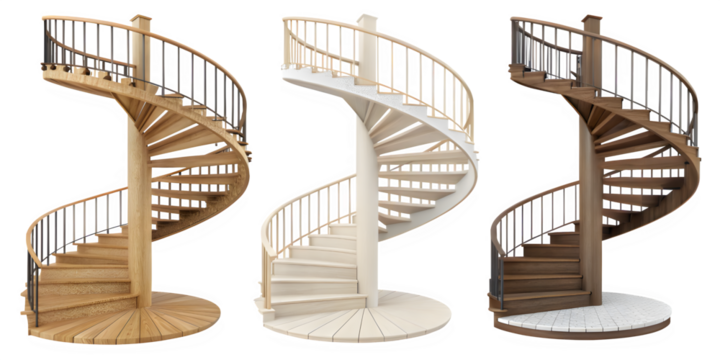 DNA spiral staircase with architectural design in 3D render