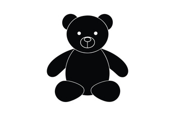 Simple Black Silhouette of a Sitting Teddy Bear