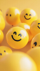 A light yellow design representing emotional intelligence in leaders with a smiley face, symbolizing positivity, growth, and leadership development.

