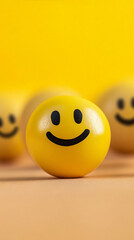 A light yellow design representing emotional intelligence in leaders with a smiley face, symbolizing positivity, growth, and leadership development.


