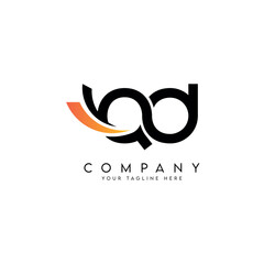 Modern Q and D Letter Logo with Swoosh Symbol Minimal Vector Design.