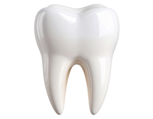 Realistic Human Molar Tooth, Clean White Surface, Front Angle View, Isolated PNG   