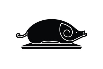 Roasted Boar Silhouette on Serving Platter Illustration