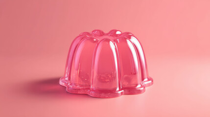 Cute Pink Jelly Pudding Dessert with Strawberry Flavor on Pink Surface