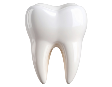 Realistic Human Molar Tooth, Clean White Surface, Front Angle View, Isolated PNG   