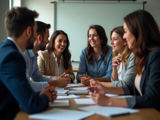 Réunion d'équipe dynamique pour une collaboration efficace et une stratégie de projet ré
