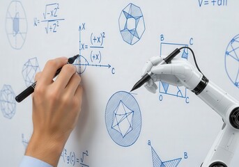 Human and robotic collaboration on mathematical equations on whiteboard