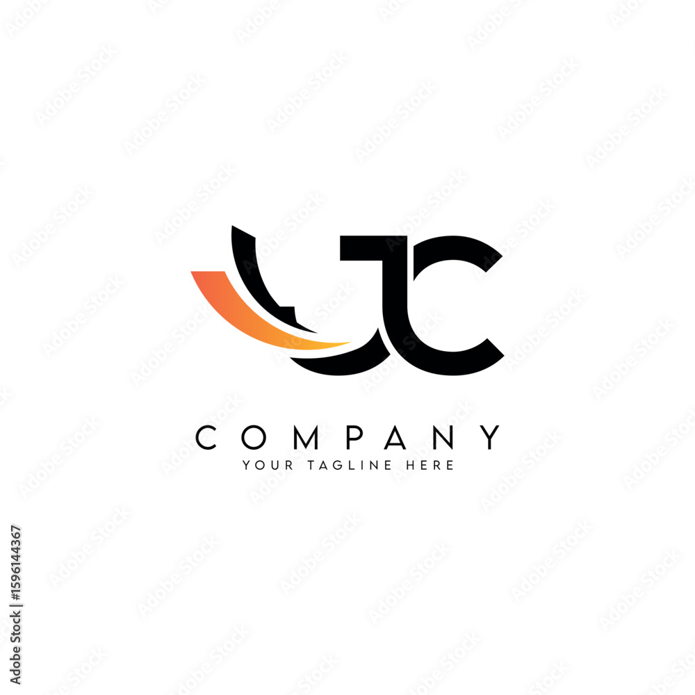 Fototapete modern j and c letter logo with swoosh symbol minimal vector design.
