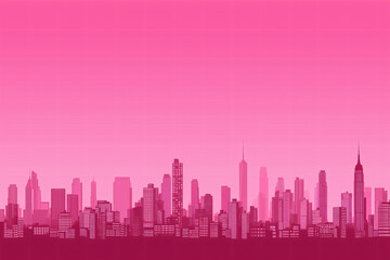 Fototapeta premium An eye-catching cityscape silhouette against a pink gradient background, creating a striking contrast